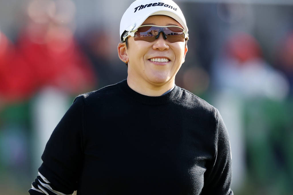 Jiyai Shin in a good mood following her five-under 67 in the third round of the 2024 AIG Women